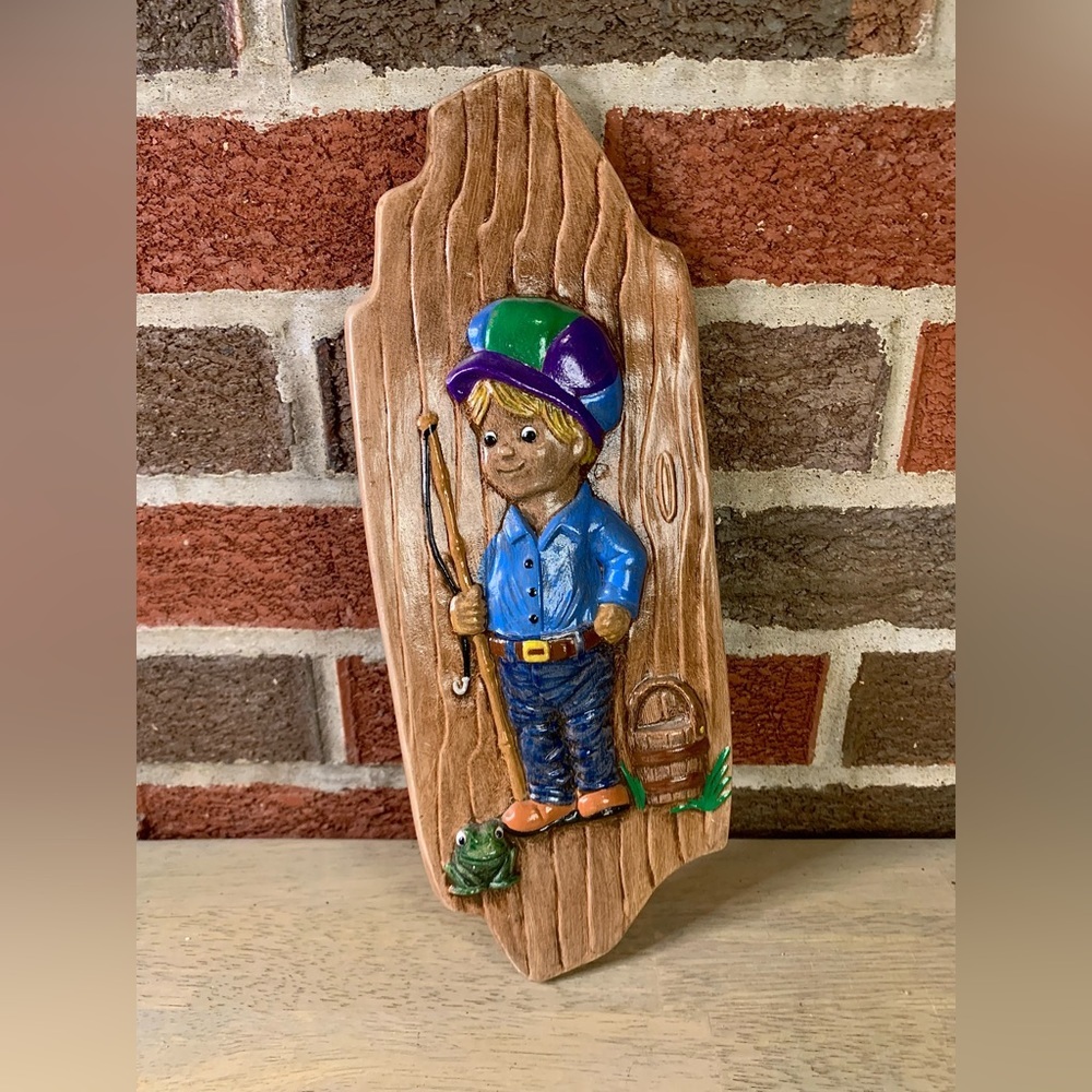 Vintage 1976‎ Arnel’s Ceramic Plaque Fishing Boy